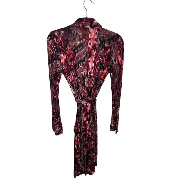 Marciano‎ Long Sleeve Wrap Dress Vibrant Abstract Print Large - Picture 4 of 7